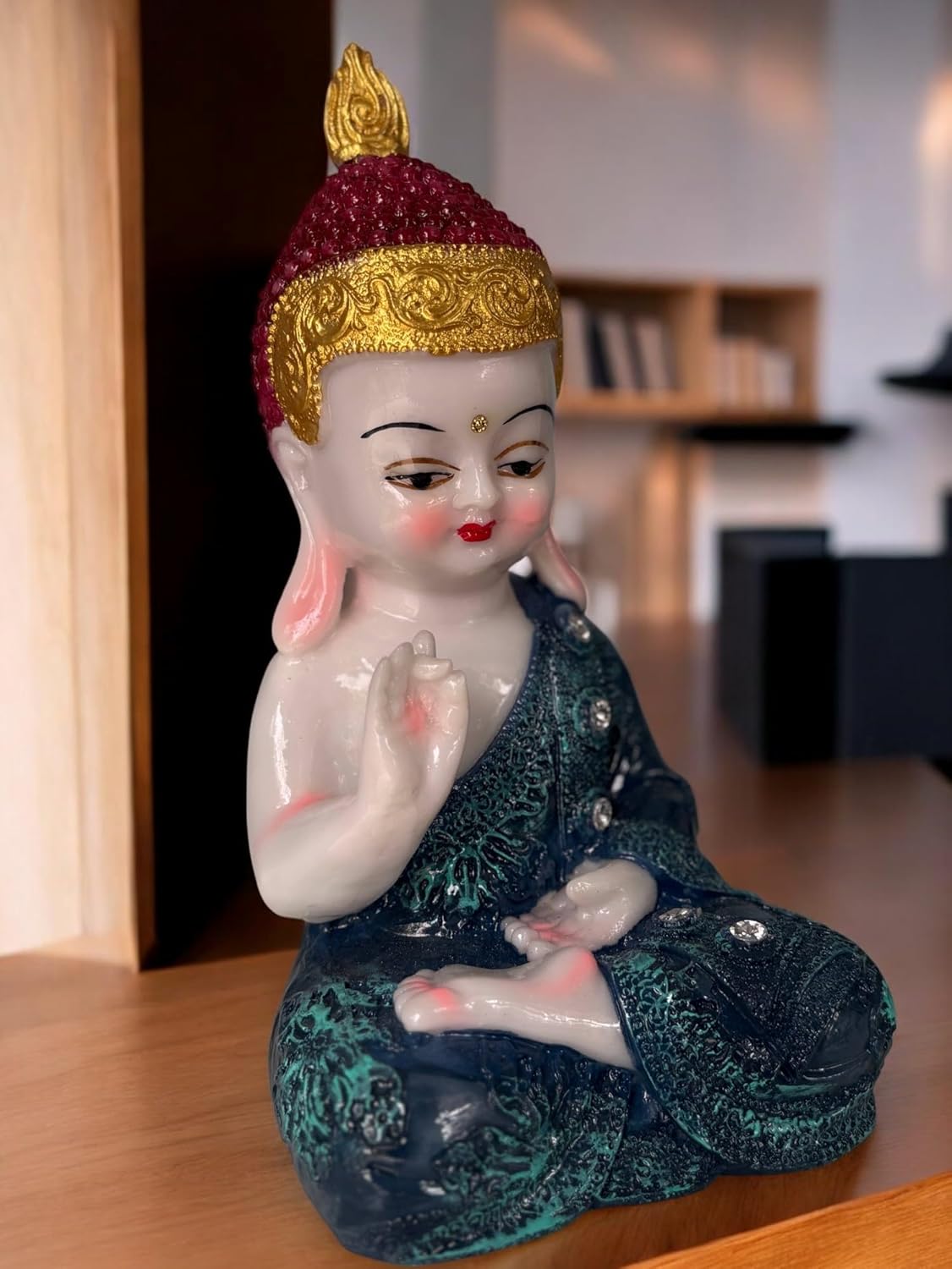 Vaastu Baby Buddha Resin Figurine Set for Home/Office/Car Decor Combo Set of 4 PC Big Size Buddha (22 Cm)