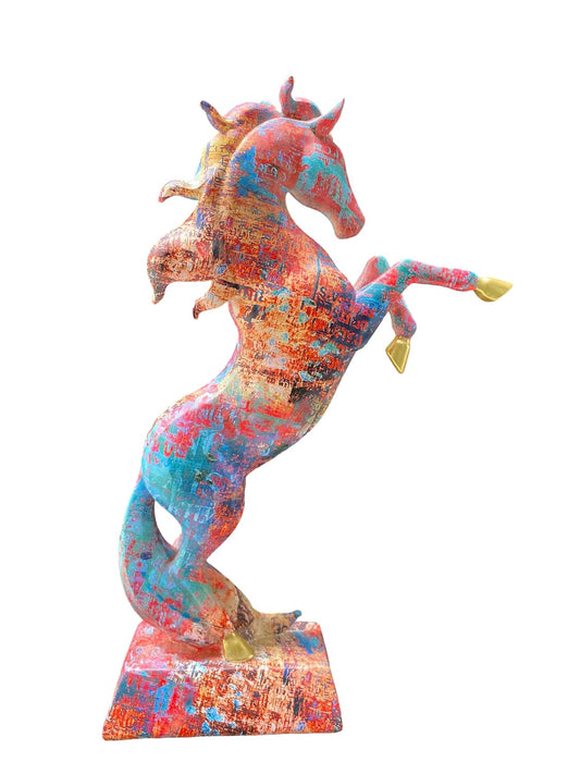 Vaastu Pop Art Jumping Horse Showpiece for Good Fortune – Antique Table Décor | Traditional Figurine | Modern Home Decoration | Decorative Statue for Living Room, Office & Gift