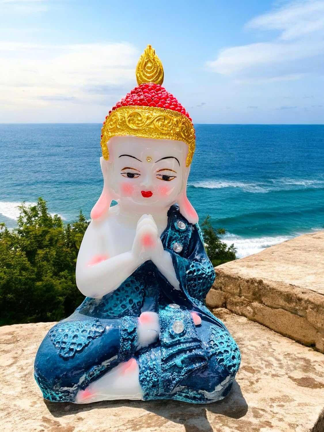 Vaastu Baby Buddha Resin Figurine Set for Home/Office/Car Decor Combo Set of 4 PC Big Size Buddha (22 Cm)